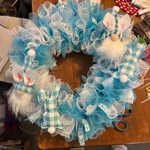 Blue and White Bunny Wreath